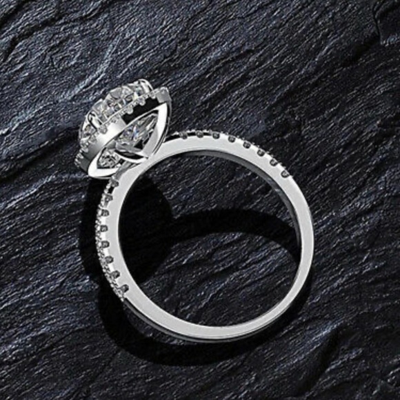 925 Silver Wedding  Pear Cut White Sapphire Rings - Picture 3 of 9